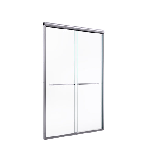 44"-48"W*72" H Semi-Frameless Double Sliding Shower Door, Bypass Shower Door, 1/4" (6mm) Thick SGCC Tempered Glass Door, Chrome