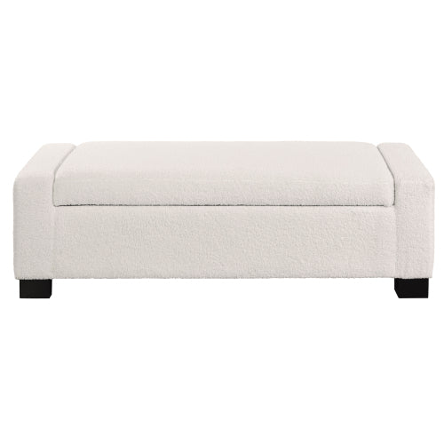 50inch  Ottoman Bench in Textured Fabric, Rectangular Design with Hinged Lid for Seating, Footrest, and Hidden Storage, Perfect for Living Room, Bedroom, or Entryway