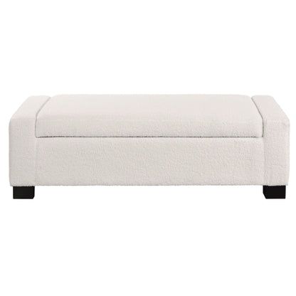 50inch  Ottoman Bench in Textured Fabric, Rectangular Design with Hinged Lid for Seating, Footrest, and Hidden Storage, Perfect for Living Room, Bedroom, or Entryway