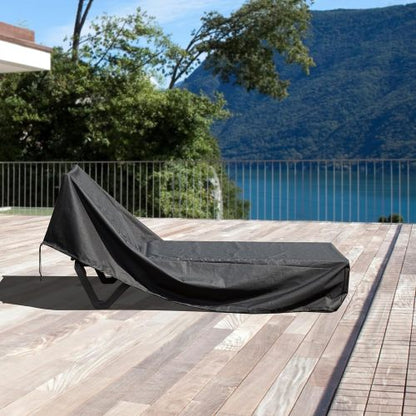 Waterproof Patio Lounge Chair Cover Heavy Duty Outdoor Chaise Lounge Covers,Wind-resistant Dust-Proof with Elastic Hem Cords (77"(L)x26"(W)x15.4"(H), Black