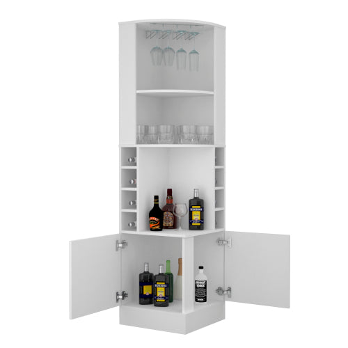 Seattle Bar Cabinet, Eight Bottle Cubbies, Two Large Open Shelves