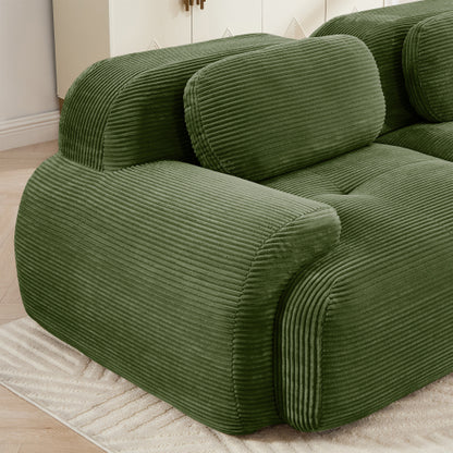 82'' loveseat sofa in luxuryCorduroy Fabric modular for free combo separation curved armrests ,anti-slip design high-resilience sponge fits living rooms bedrooms Audiovisual Room,Olive green