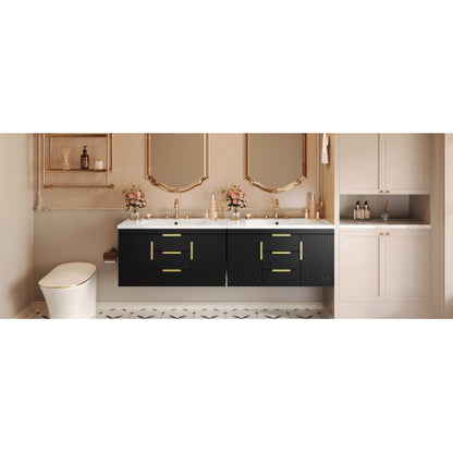 36'' Wall Mounted Bathroom Vanity with Resin Sink, Floating Bathroom Storage Cabinet with 2 Drawers, Solid Wood Bathroom Cabinet (Same as N710S236003B)