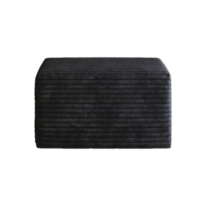 Black Plush Corduroy Sofa Ottoman with No Assembly Design
