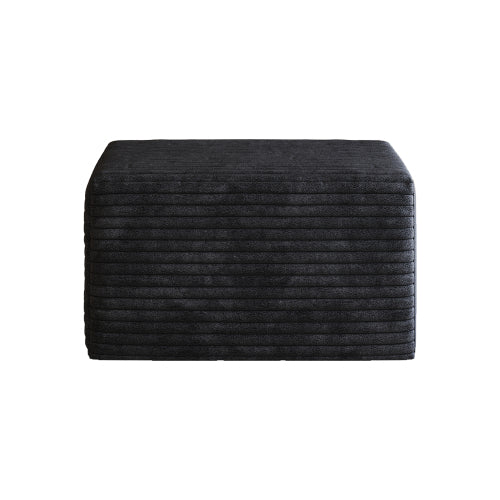 Black Plush Corduroy Sofa Ottoman, No Assembly Modular Cloud Sectional Couch with Chaise Lounge for Apartment