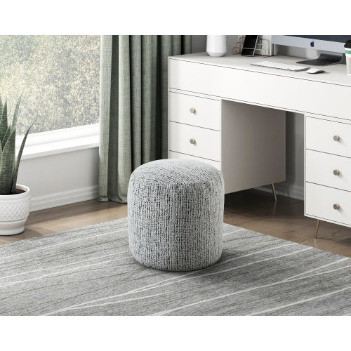 16 inch Dia x17 inchH Cylindrical Chenille Pouf Ottoman, Non-Slip Floor Seat, Polystyrene Bead Filling, 300 LBS