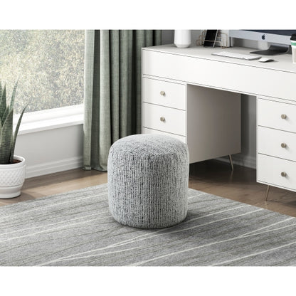 16 inch Dia x17 inchH Cylindrical Chenille Pouf Ottoman, Non-Slip Floor Seat, Polystyrene Bead Filling, 300 LBS