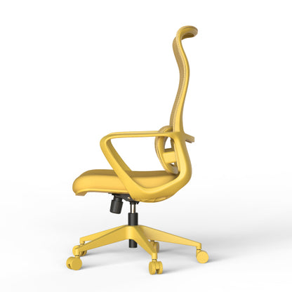 Modern EErgonomic Colorful Office Chair 300lb (About 149.7kg) Home Office Mesh Breathable High Back, With Adjustable Lumbar Support Computer Chair, Integrated Molded Foam Seat Cushion, Fireproof (Yellow) xecutive Mesh Office Task Chair Ergonomic Design