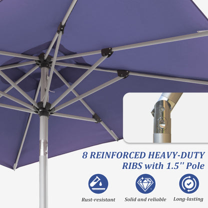Rectangle Patio Umbrella with Crank Lift and Tilt Function, Navy Blue (Base not included)