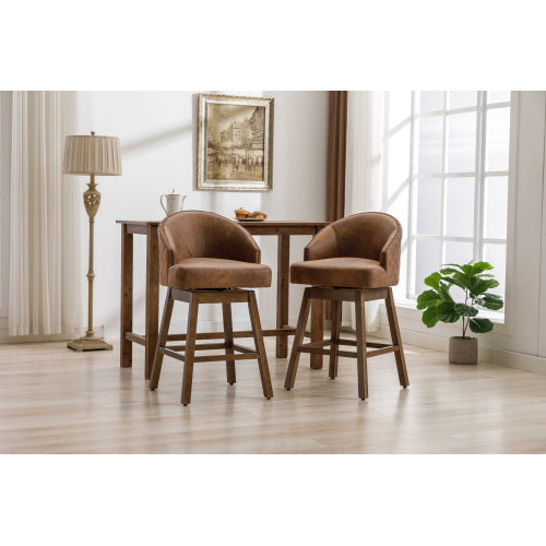Rotating bar chair, counter height bar chair with backrest, leather rotating kitchen stool with wooden legs and footrest, soft cushion bar  chair, kitchen island