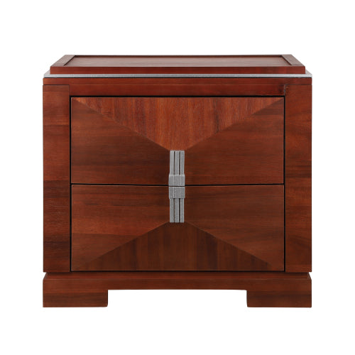 Mid-Century Modern Nightstand, 2 Drawers Wide Sofa Side Table,Wood Diamond Shaped End Table with Storage,Closet with Heavy Duty Base,Small Bedside Table for Bedroom,Living Room,Entrance, Dark Brown