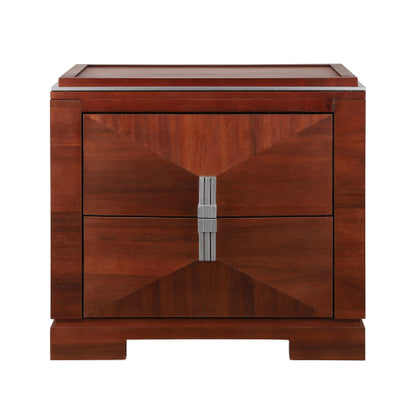 Mid-Century Modern Nightstand, 2 Drawers Wide Sofa Side Table,Wood Diamond Shaped End Table with Storage,Closet with Heavy Duty Base,Small Bedside Table for Bedroom,Living Room,Entrance, Dark Brown