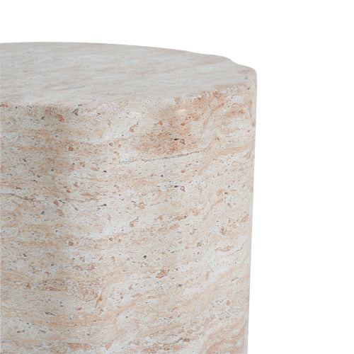 Outdoor/Indoor Lightweight Concrete Side Table,Travertine Finish