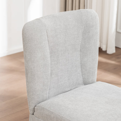 Set of 2 Gray Linen Armless Dining Side Chairs, Padded Seat & Backrest, Iron Frame, 250lbs Capacity for Kitchen & Living Room