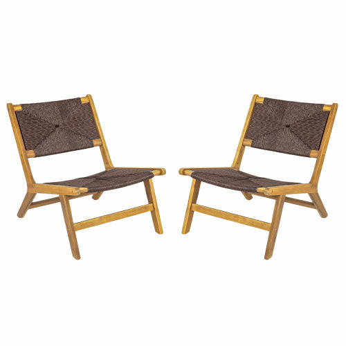 Acacia Wood Outdoor Armless Lounge Chair-Teak