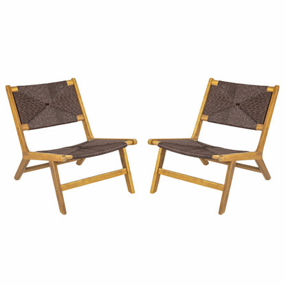 Acacia Wood Outdoor Armless Lounge Chair-Teak