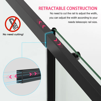 56-60" W x 74" H Semi-Frameless Sliding Shower Door, 1/4" (6mm) Clear SGCC Tempered Glass, Matte Black Finished, Adjustable Width – No Cutting Required