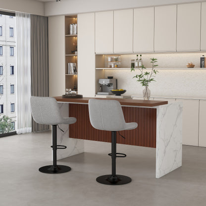 Swivel Bar Stools with Adjustable Height (35.03-43.7 Inches), Backrest, and Soft Knit Fabric - Ideal for Kitchen Island, Bar Counter, Dining Room, Grey(Set of 2)