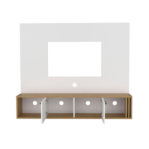 White and Natural Oak Entertainment Center with 2 Doors
