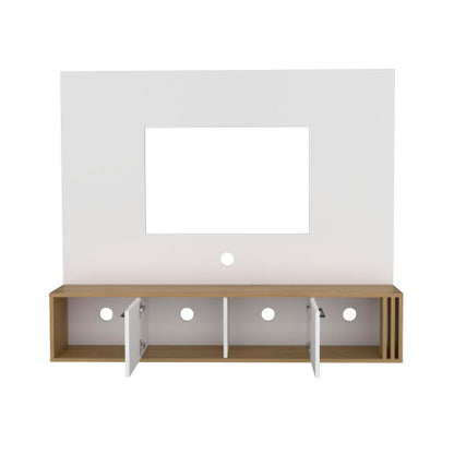 White and Natural Oak Entertainment Center with 2 Doors