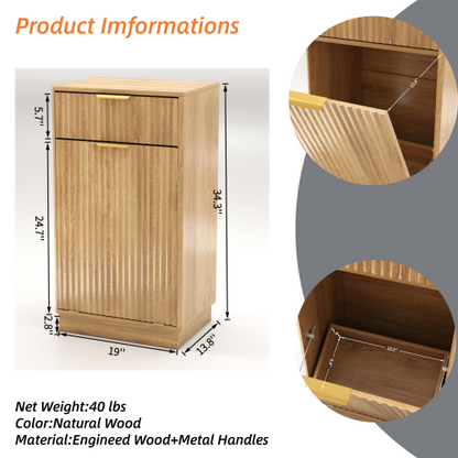 Woodgrain Tilt-Out Trash Can Cabinet with Drawer