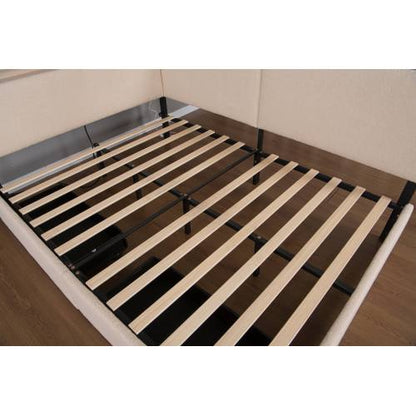 Twin Size Boucle Bed Frame, Upholstered Cloud Bed Frame with Headboard, with 2 Storage Drawers, LED light and USB Charging Design, Solid Wood Legs and Slats, No Box Spring Needed, Beige