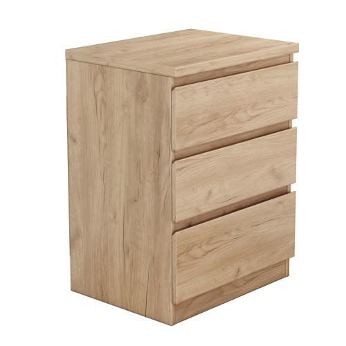 19.7-Inch Natural 3 Drawer Nightstand with Handle-Free Design