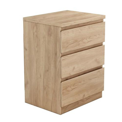 19.7-Inch Natural 3 Drawer Nightstand with Handle-Free Design