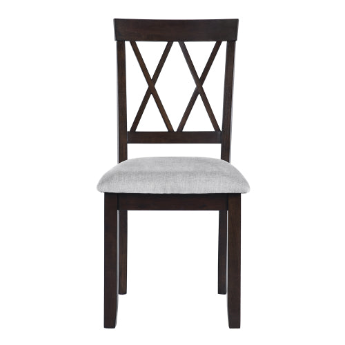 Dining Chairs Set of 4, Espresso Upholstered Fabric Chairs with Solid Wood Legs