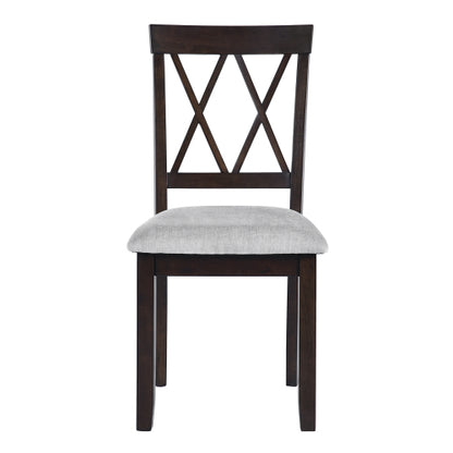 Dining Chairs Set of 4, Espresso Upholstered Fabric Chairs with Solid Wood Legs