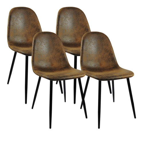 5-Piece 55inch  Dining Set, Suede Chairs & Metal Base