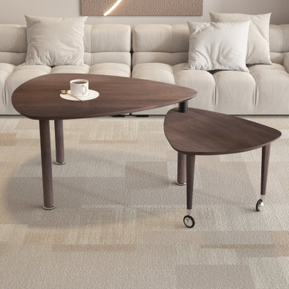 360° Rotatable Coffee Table, Walnut Veneer, Large Size