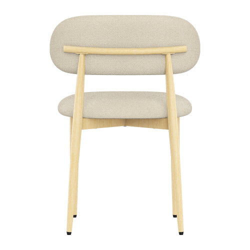 Lamb-Wool-Look Upholstered Metal Dining Chairs, Set of 2, Cream