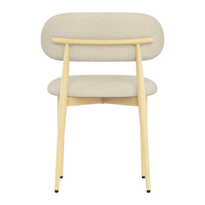 Lamb-Wool-Look Upholstered Metal Dining Chairs, Set of 2, Cream