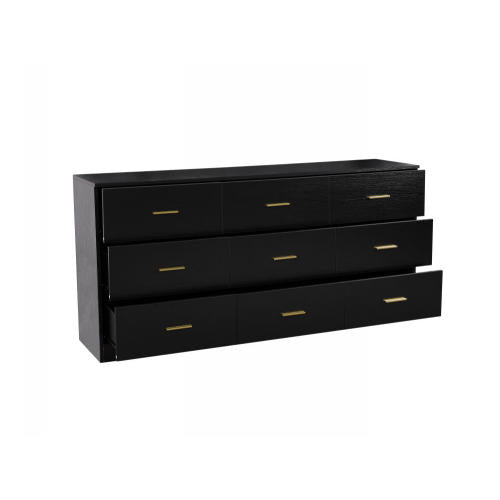 Modern Black 9-Drawer Dresser for Bedroom - Ample Storage Wide Chest of Drawers, Sturdy & Safe