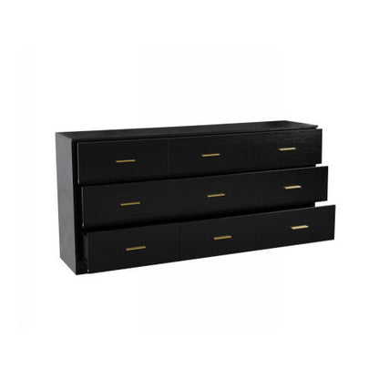 Modern Black 9-Drawer Dresser for Bedroom - Ample Storage Wide Chest of Drawers, Sturdy & Safe