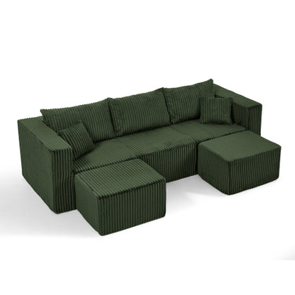 Green Minimalist Compressed Corduroy Modular Sectional Sofa