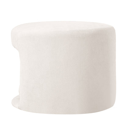 23.6 inch Round Beige Pet-Friendly Ottoman with Hidden Pet Nook, Acacia Legs, 220 LBS Weight Capacity