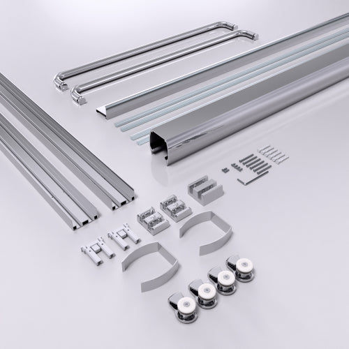 44"-48"W*72" H Semi-Frameless Double Sliding Shower Door, Bypass Shower Door, 1/4" (6mm) Thick SGCC Tempered Glass Door, Chrome