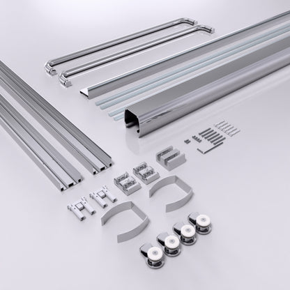 44"-48"W*72" H Semi-Frameless Double Sliding Shower Door, Bypass Shower Door, 1/4" (6mm) Thick SGCC Tempered Glass Door, Chrome