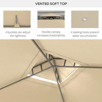 Outsunny 9.6' x 11.6' Patio Gazebo, Outdoor Canopy Shelter with 2-Tier Roof and Netting, Steel Frame for Garden, Lawn, Backyard, and Deck, Taupe