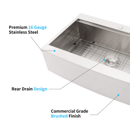 33x22x10"Farmhouse Apron Single Bowl Stainless Steel Kitchen Sink with Workstation