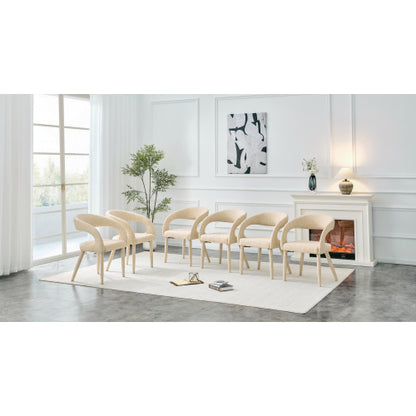 Premium Sherpa Upholstered Dining Chair with Hollow Backrest - Dining Room Chair, Bedroom Vanity Chair, Living Room Accent Chair, Cafe Leisure Chair, Conference Chair (Off White, Set of 2)