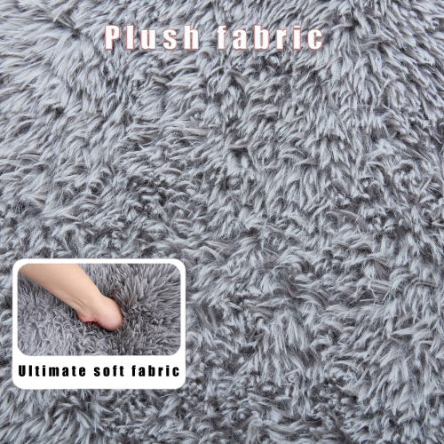 Light Gray 5-Position Adjustable Human-Size Floor Sofa Bed, Plush Faux Fur