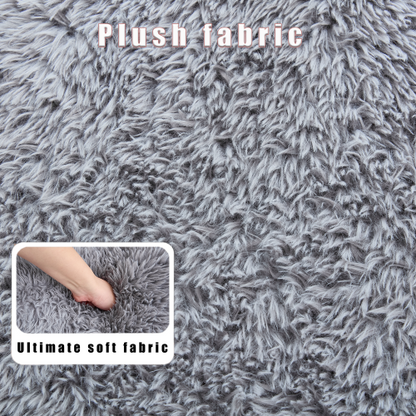 Light Gray 5-Position Adjustable Human-Size Floor Sofa Bed, Plush Faux Fur
