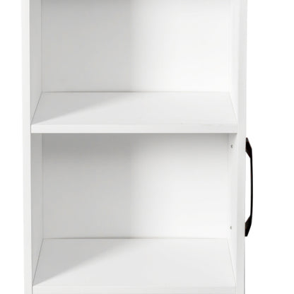 3-Tier Freestanding Pull-Out Door Mobile Bookcase Multi-Grid Storage Cabinet with Universal Wheels