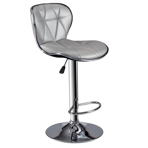 Adjustable Height Barstool in Silver Set of 2