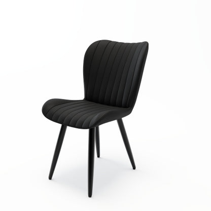 Set of 2 Modern PU Leather Dining Chairs, Armless Faux Leather Side Chairs with Metal Legs