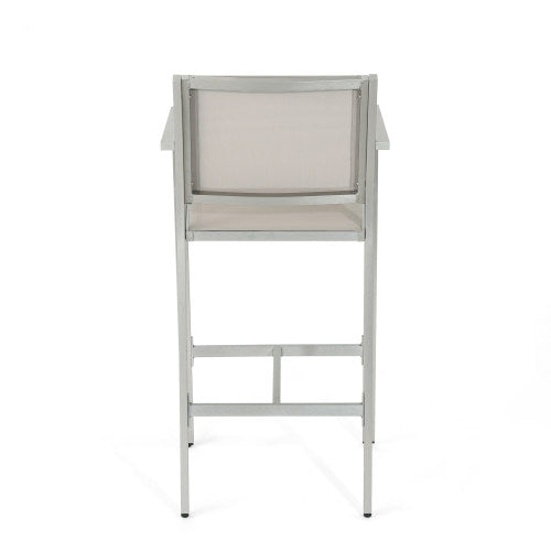 29.50" Barstools with Silver Rust-Proof Aluminum Frame, Grey Mesh, Set of 2