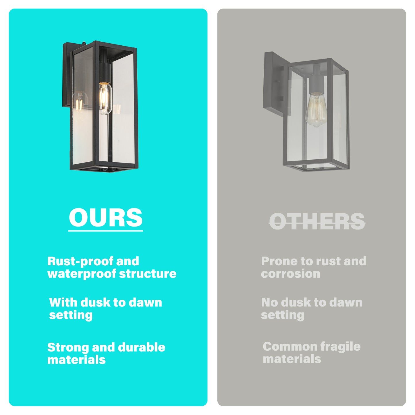 Dusk to Dawn Sensor Outdoor Wall Lantern Wall Sconce, Waterproof Outdoor Wall Lamps, Outdoor Wall Light, Matte Black